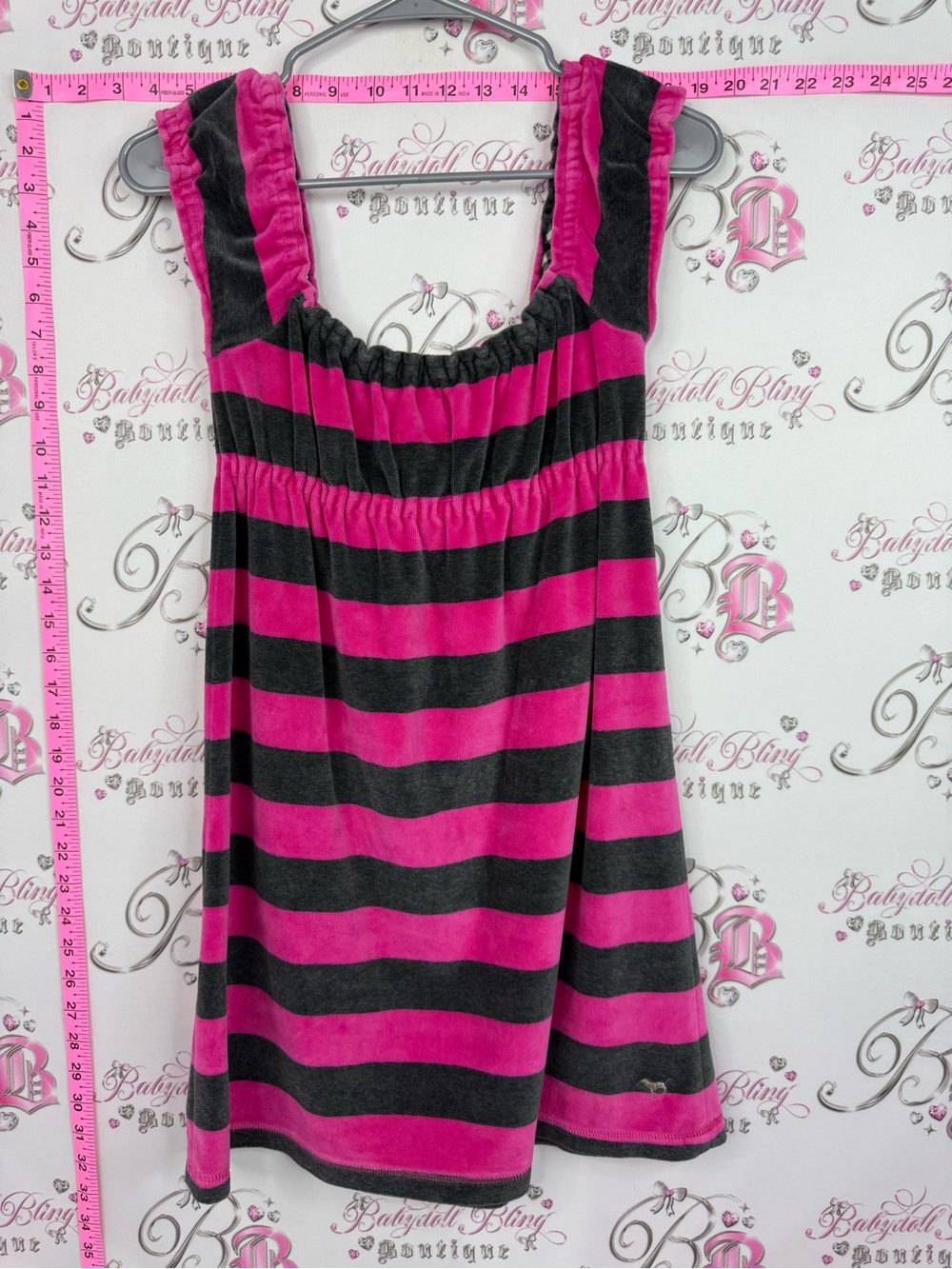 PINK victoria’s secret dress rare Terry cloth Hot Pink grey Striped Mini Dress